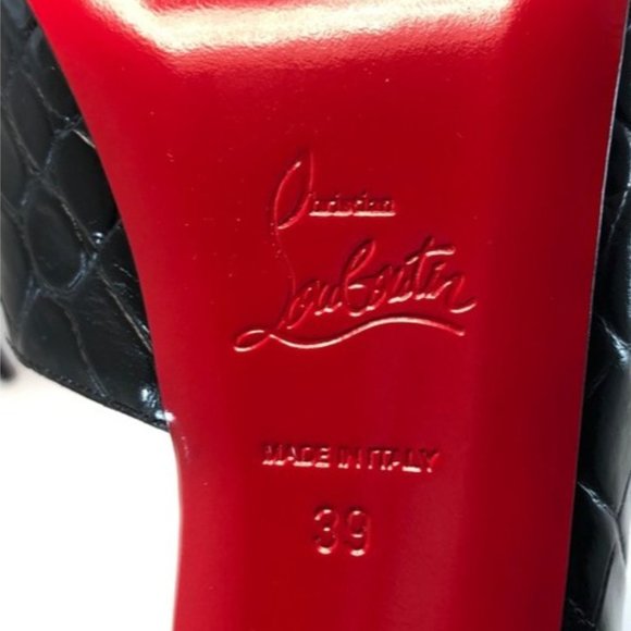 CHRISTIAN LOUBOUTIN Jenlove Alta Leather Croc Embossed Peep Toe Pumps EU:39 - Picture 9 of 12